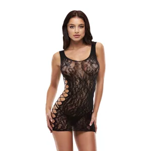 Lapdance Leopard Lace Mini Dress Black