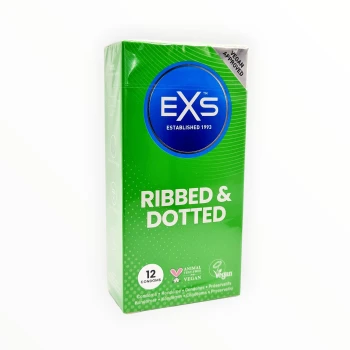 EXS Ribbed & Dotted 12 vnt. prezervatyvų dėžutė