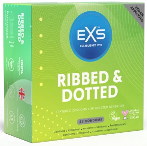 EXS Ribbed & Dotted 48 vnt. prezervatyvų dėžutė