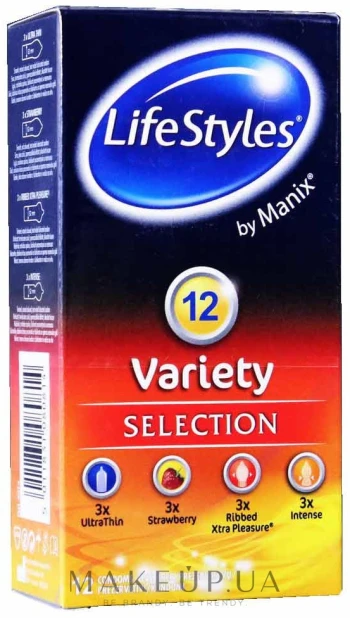 Prezervatyvai Lifestyles Variety 12 vnt. dėžutė