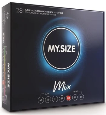 My.Size Mix 60 mm 28 vnt. prezervatyvųm dėžutė