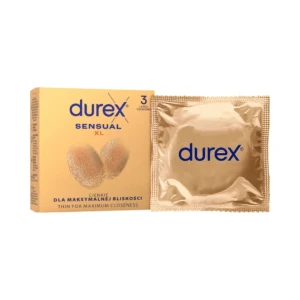 Durex Sensual XL 3 vnt. prezervatyvų dėžutė Durex Sensual XL 3 vnt. prezervatyvų dėžutė