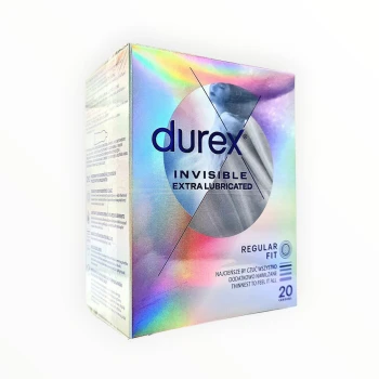 Durex Invisible Extra Lubricated 20 vnt.prezervatyvų dėžutė