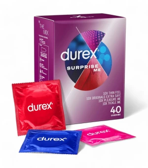 Prezervatyvai Durex Surprise Me 40 vnt. dėžutėje