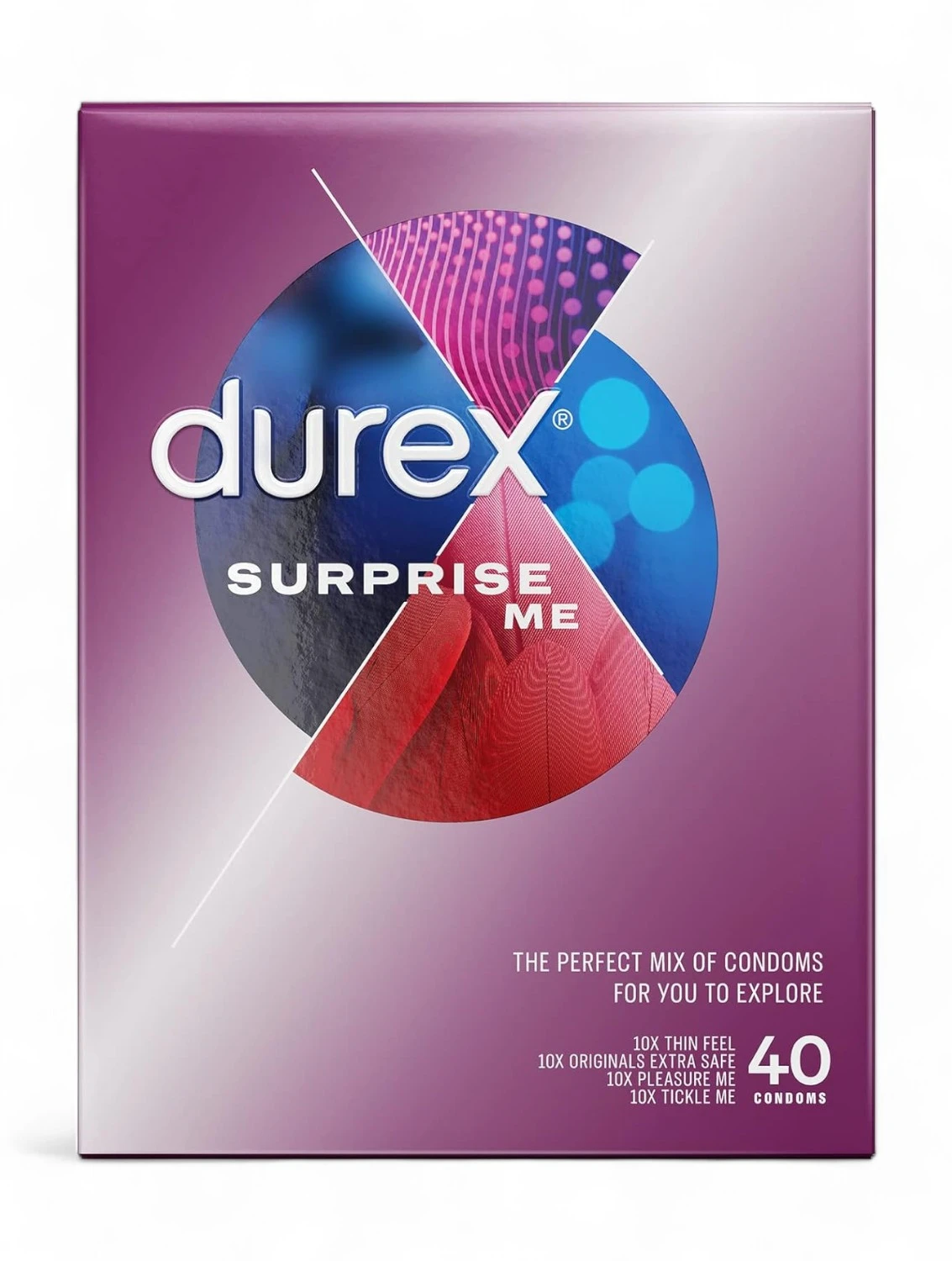 Durex Surprise Me 40 vnt. prezervatyvų dėžutė