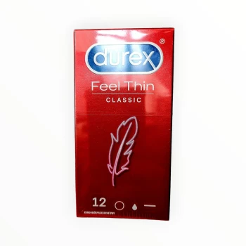 Durex Feel Thin Classic 12 vnt. prezervatyvų dėžutė