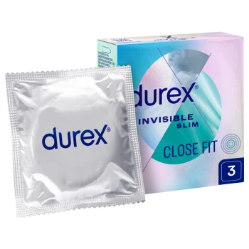 Durex Invisible Close Fit 3 vnt. prezervatyvų dėžutė