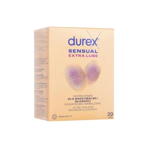 Durex Sensual Extra Lube 20 vnt. prezervatyvų dėžutė