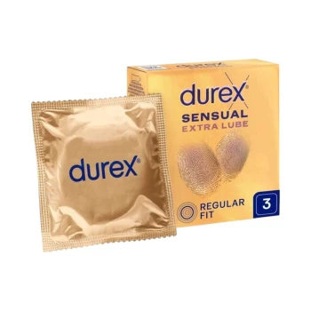 Durex Sensual Extra Lube 3 vnt. prezervatyvų dėžutė